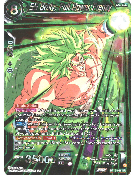 BT19 #088 SS Broly, Full Power Frenzy